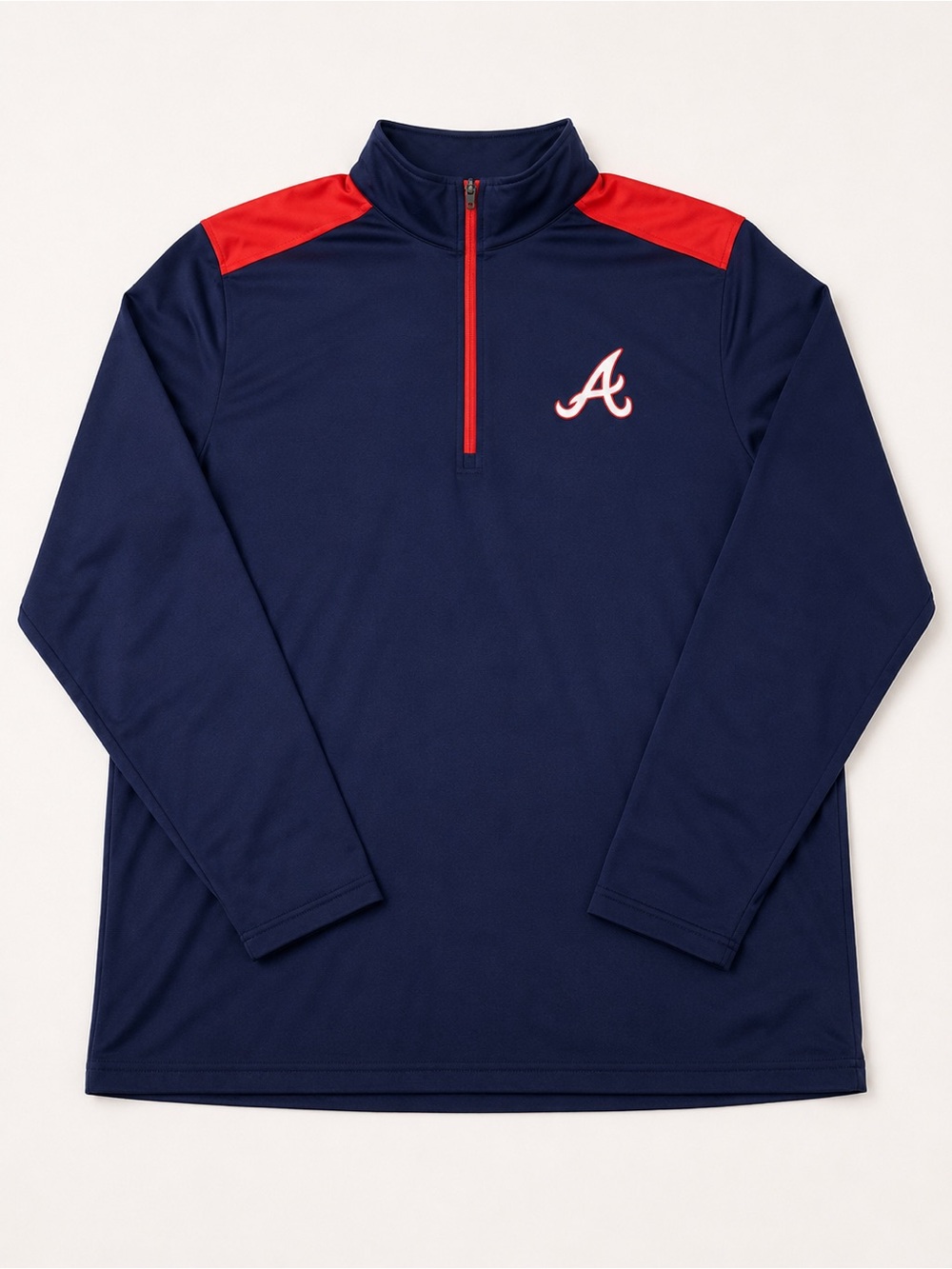 Atlanta Braves MLB Genuine Merchandise Quarter Zip Pullover Men’s XL Navy-Red